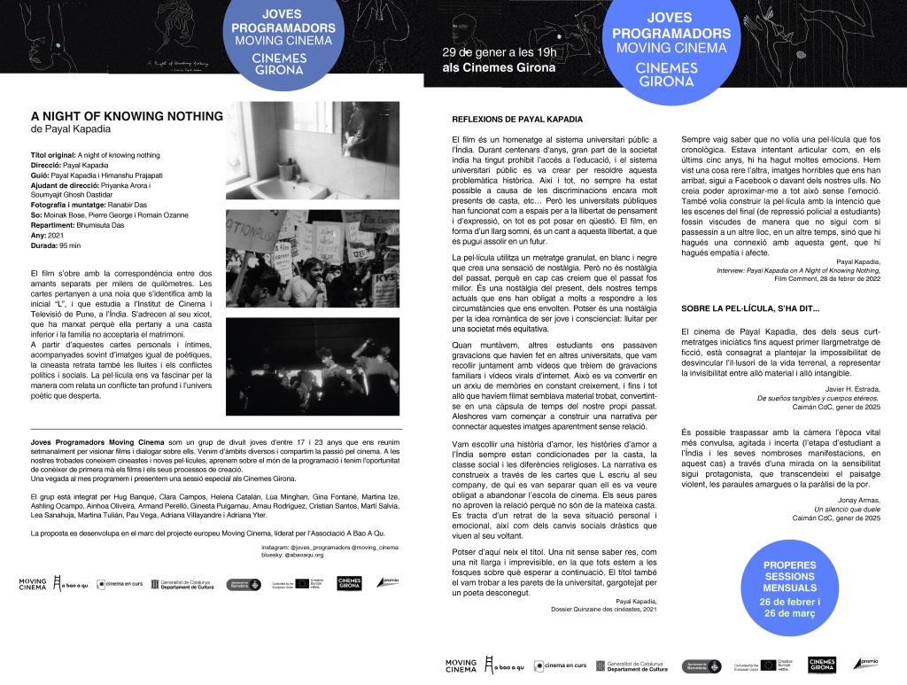 Full de mà "A night of knowing nothing"